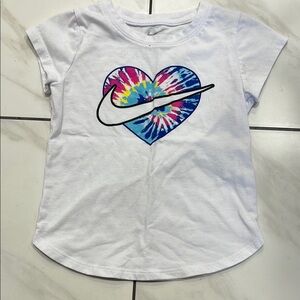Nike Kids White T-Shirt with Colorful Heart Design